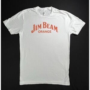Jim Beam Orange Short Sleeve White T-Shirt men's medium slim fit‎